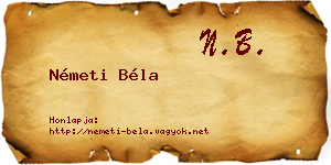 Németi Béla névjegykártya